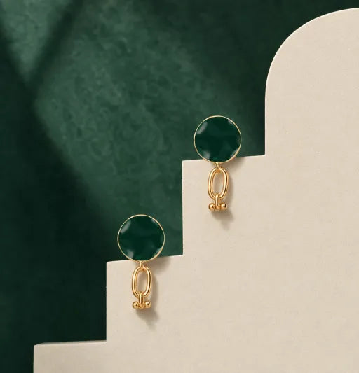 Seraphina｜ Vintage Green Enamel Drop Earring
