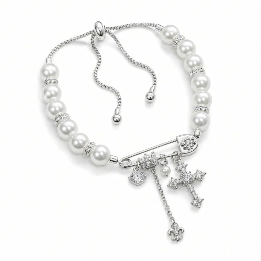 IRIS | Cross Pearl Bracelet