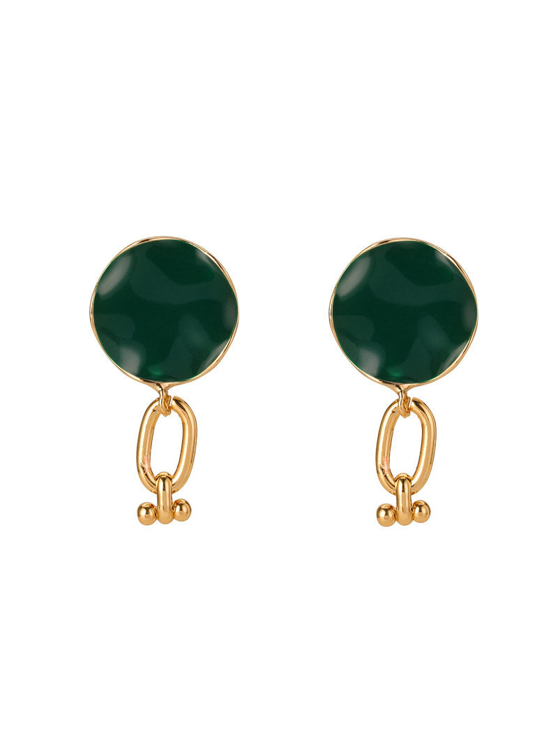 Seraphina｜ Vintage Green Enamel Drop Earring