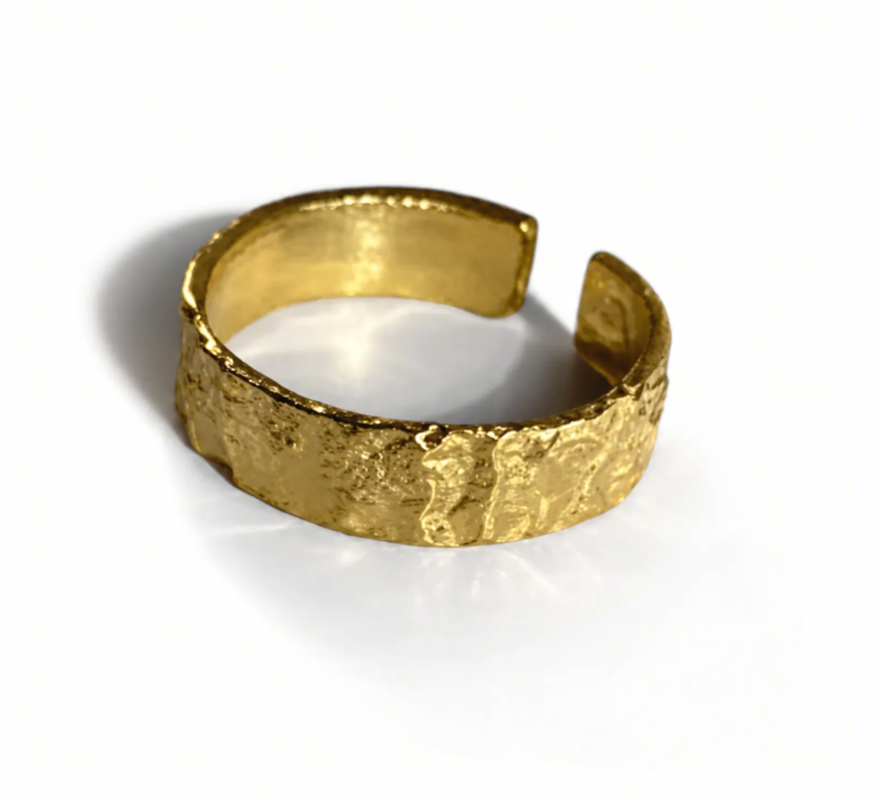 Liora ｜S925 Silver Crinkled Foil Hammered Open Ring