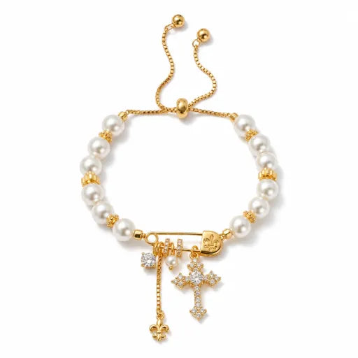 IRIS | Cross Pearl Bracelet
